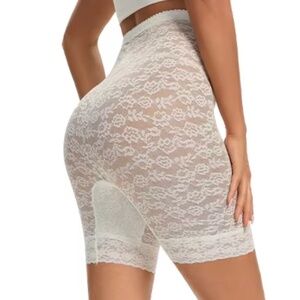 Lace High waist shaping panties. Vintage inspired, Long leg, _32" - 40" waist